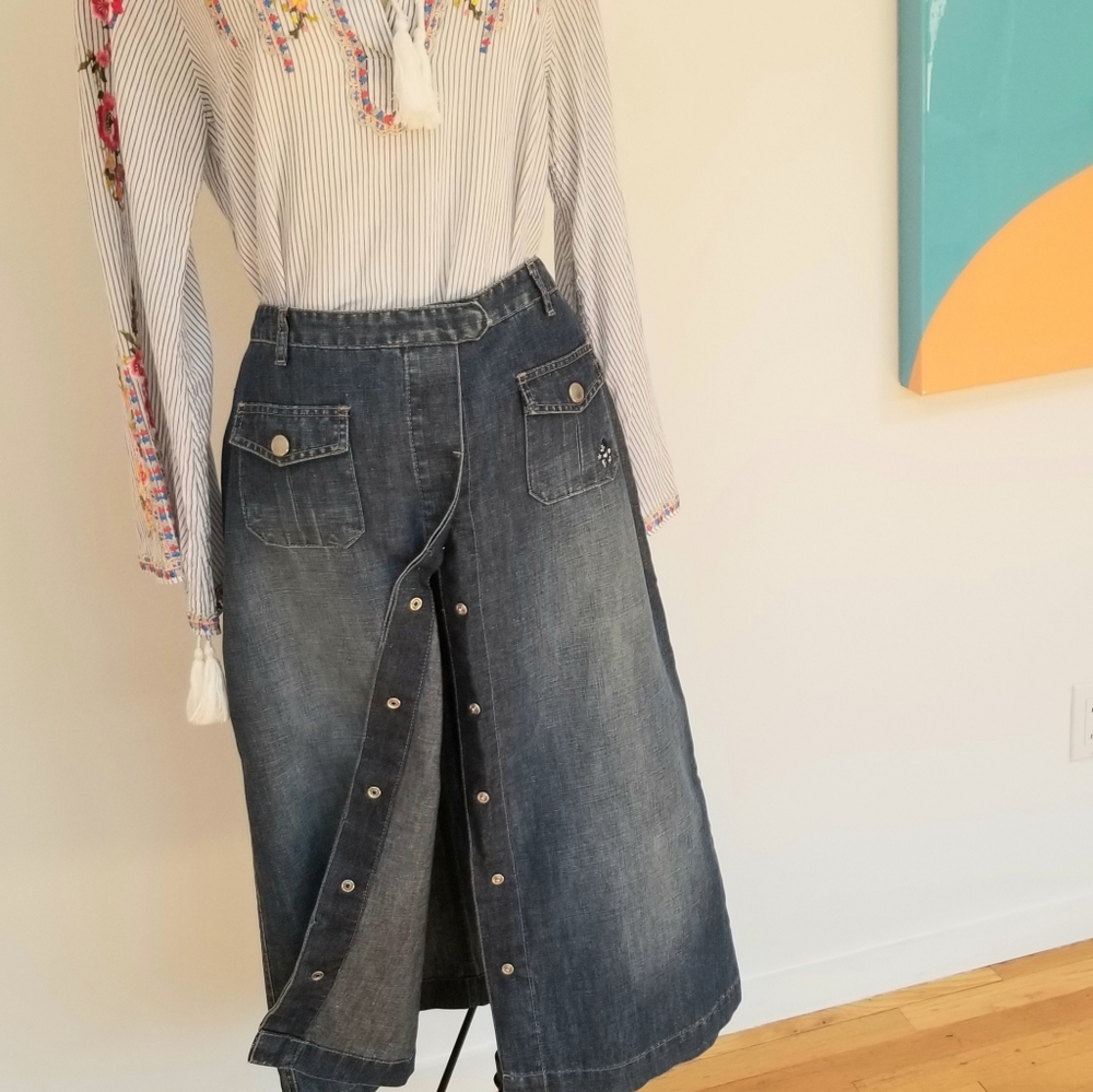 RARE VTG Donaldson The Walt Disney Co. Denim Midi Length Denim Skirt Sz 6 /40 - Picture 7 of 12